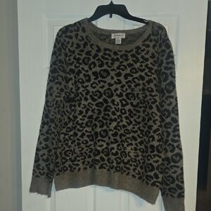 Liz Claiborne Black and Brown Animal Print Sweater